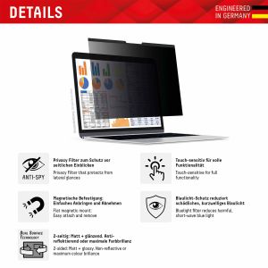 Displex Privacy Safe Magnetische Screenprotector MacBook Air 13.6 inch (2022) / Air 13.6 inch (2024) M3 chip - A2681 / A3113