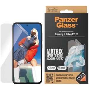 PanzerGlass Matrix Recycled Ultra-Wide Fit Anti-Bacterial Screenprotector incl. applicator Samsung Galaxy A55
