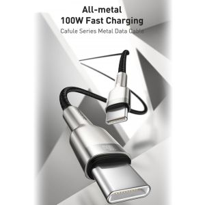 Baseus Cafule Series USB-C naar USB-C kabel - Metaal - 100 Watt - 1 meter - Zwart