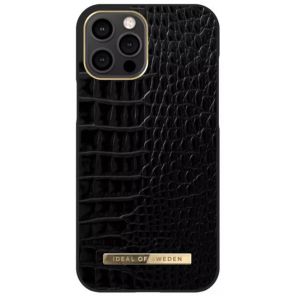 iDeal of Sweden Atelier Backcover iPhone 12 (Pro) - Neo Noir Croco
