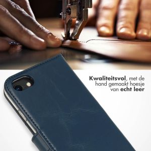 Selencia Echt Lederen Bookcase iPhone SE (2022 / 2020) / 8 / 7 / 6(s) - Blauw