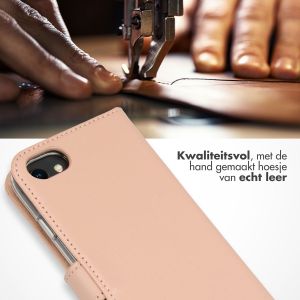Selencia Echt Lederen Bookcase iPhone SE (2022 / 2020) / 8 / 7 / 6(s) - Roze