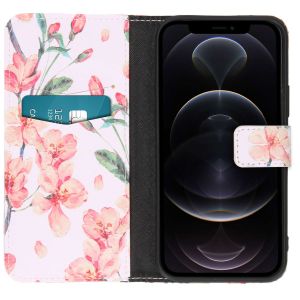 iMoshion Design Softcase Bookcase iPhone 12 (Pro) - Bloem - Roze