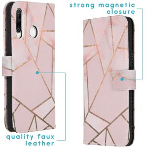 iMoshion Design Softcase Bookcase Huawei P30 Lite - Pink Graphic