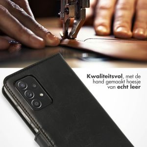 Selencia Echt Lederen Bookcase Samsung Galaxy A52(s) (5G/4G) - Zwart