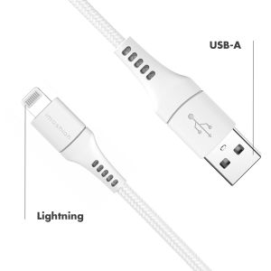 iMoshion Lightning naar USB kabel - MFi certificering - Gevlochten textiel - 3 meter - Wit