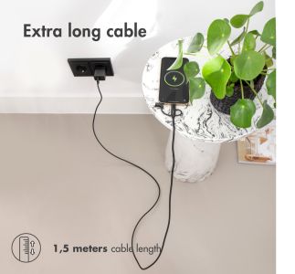 iMoshion 3-in-1 kabel - Lightning, USB-C en Micro-USB kabel - Gevlochten textiel - 1,5 meter - Zwart
