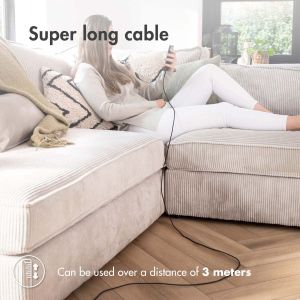 iMoshion USB-C naar USB kabel - Gevlochten textiel - 3 meter - Zwart