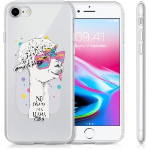 iMoshion Design hoesje iPhone SE (2022 / 2020) / 8 / 7  - Llama - Wit