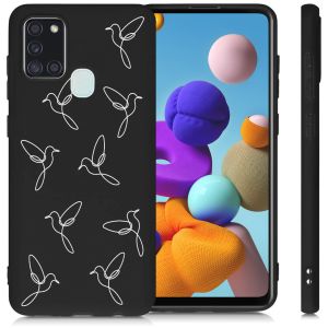 iMoshion Design hoesje Samsung Galaxy A21s - Vogels - Zwart
