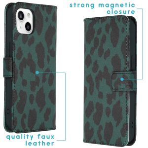 iMoshion Design Softcase Bookcase iPhone 13 - Green Leopard
