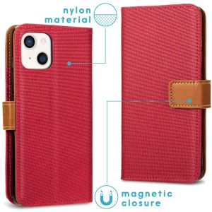 iMoshion Luxe Canvas Bookcase iPhone 13 Mini - Rood