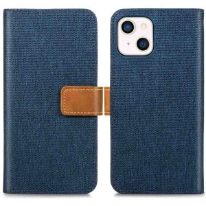 iMoshion Luxe Canvas Bookcase iPhone 13 -Donkerblauw