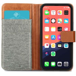 iMoshion Luxe Canvas Bookcase iPhone 13 - Grijs