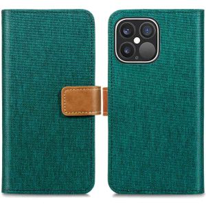 iMoshion Luxe Canvas Bookcase iPhone 13 Pro Max - Groen
