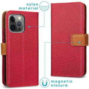 iMoshion Luxe Canvas Bookcase iPhone 13 Pro Max - Rood
