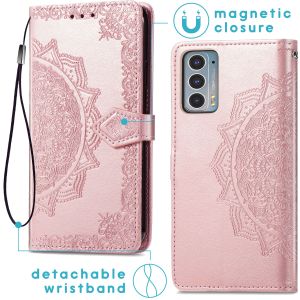 iMoshion Mandala Bookcase Motorola Moto Edge 20 - Rosé Goud