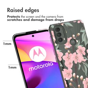 iMoshion Design hoesje Motorola Moto E30 / E40 - Bloem - Roze / Groen