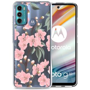 iMoshion Design hoesje Motorola Moto G60 - Bloem - Roze / Groen