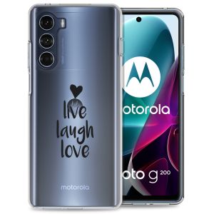 iMoshion Design hoesje Motorola Moto G200 - Live Laugh Love - Zwart