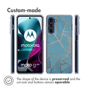 iMoshion Design hoesje Motorola Moto G200 - Grafisch Koper / Blauw