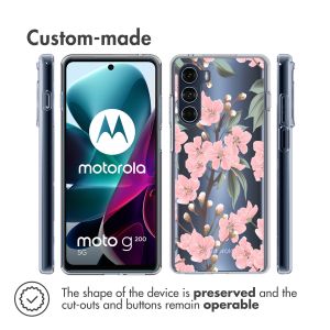 iMoshion Design hoesje Motorola Moto G200 - Bloem - Roze / Groen