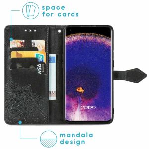 iMoshion Mandala Bookcase Oppo Find X5 5G - Zwart