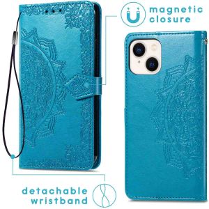 iMoshion Mandala Bookcase iPhone 14 - Turquoise