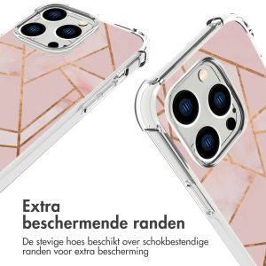 iMoshion Design hoesje met koord iPhone 14 Pro - Grafisch Koper - Roze / Goud