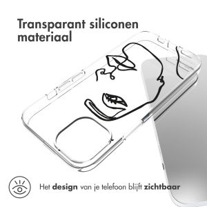 iMoshion Design hoesje iPhone 14 - Abstract Gezicht - Wit / Zwart