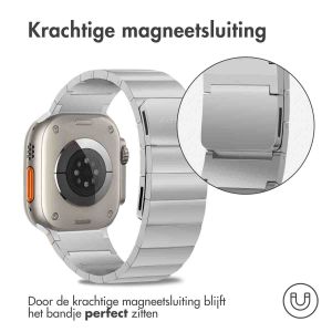 Selencia Stalen magnetisch bandje Apple Watch Series 1-9 / SE / Ultra (2) - 42/44/45/49 mm - Zilver