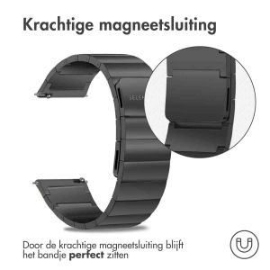 Selencia Stalen magnetisch bandje - Universeel 22 mm aansluiting - Zwart