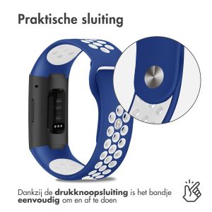 iMoshion Siliconen sport bandje Fitbit Charge 3  /  4 - Blauw / Wit