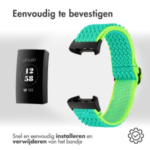 iMoshion Elastisch nylon bandje Fitbit Charge 3 / 4 - Groen / Geel