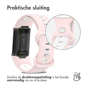 iMoshion Siliconen sport bandje Fitbit Charge 5 / Charge 6 - Roze / Wit
