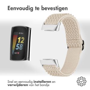 iMoshion Elastisch nylon bandje Fitbit Charge 5 / Charge 6 - Beige