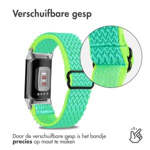 iMoshion Elastisch nylon bandje Fitbit Charge 5 / Charge 6 - Groen / Geel