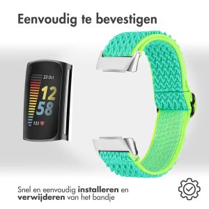 iMoshion Elastisch nylon bandje Fitbit Charge 5 / Charge 6 - Groen / Geel