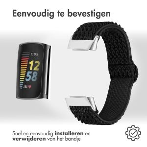 iMoshion Elastisch nylon bandje Fitbit Charge 5 / Charge 6 - Zwart