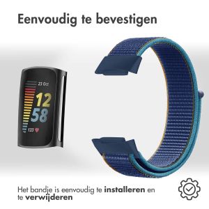 iMoshion Nylon bandje Fitbit Charge 5 / Charge 6 - Maat S - Donkerblauw