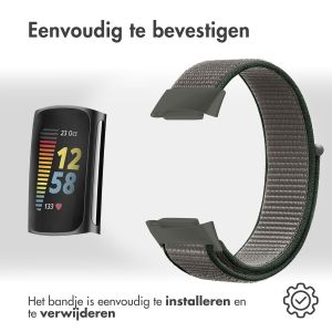 iMoshion Nylon bandje Fitbit Charge 5 / Charge 6 - Maat S - Donkergrijs