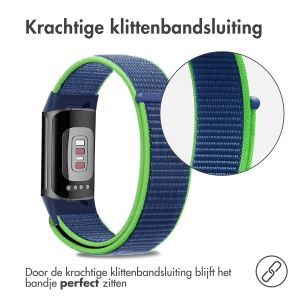 iMoshion Nylon bandje Fitbit Charge 5 / Charge 6 - Maat S - Blauw / Groen