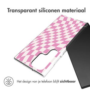iMoshion Design hoesje Samsung Galaxy S23 Ultra - Retro Pink Check