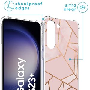 iMoshion Design hoesje met koord Samsung Galaxy S23 Plus - Grafisch Koper - Roze / Goud