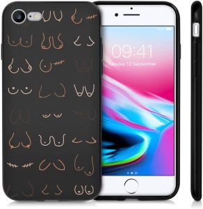 iMoshion Design hoesje iPhone SE (2022 / 2020) / 8 / 7 - Boobs all over - Zwart