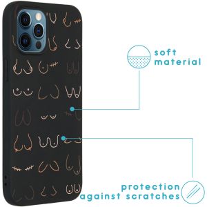 iMoshion Design hoesje iPhone 12 (Pro) - Boobs all over - Zwart