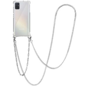 iMoshion Backcover met koord + armband - Ketting Galaxy A51 - Zilver