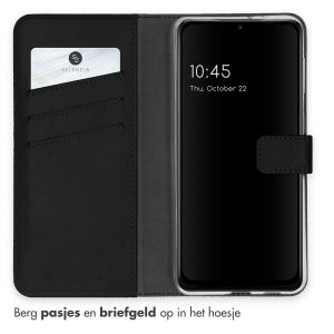 Selencia Echt Lederen Bookcase Samsung Galaxy A22 (5G) - Zwart