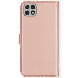 Selencia Echt Lederen Bookcase Samsung Galaxy A22 (5G) - Roze