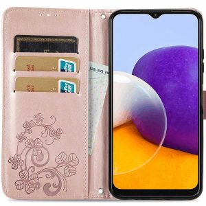 iMoshion Klavertje Bloemen Bookcase Galaxy A22 (5G) - Rosé Goud